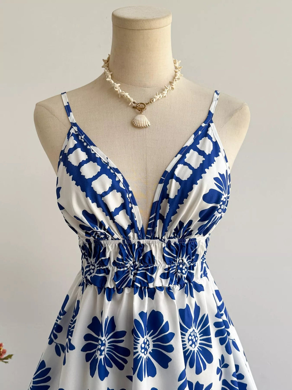 Floral Print V Neck Mini Dress Back View - Poppy & Pearl Edit