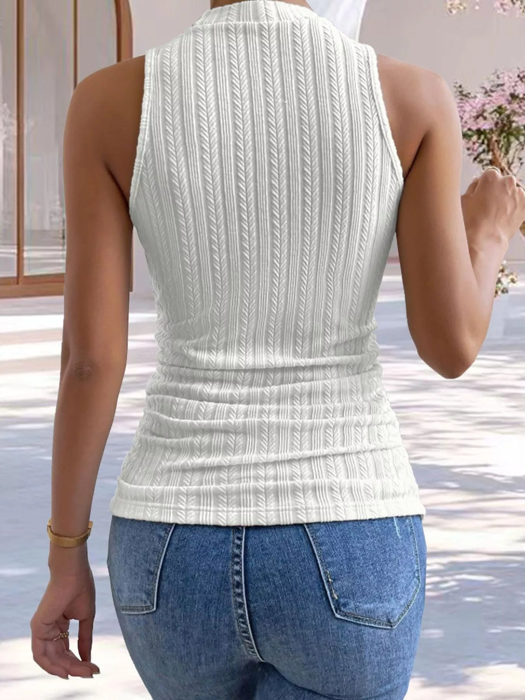 Texture Knit Mock Neck Tank 006 - Poppy & Pearl Edit