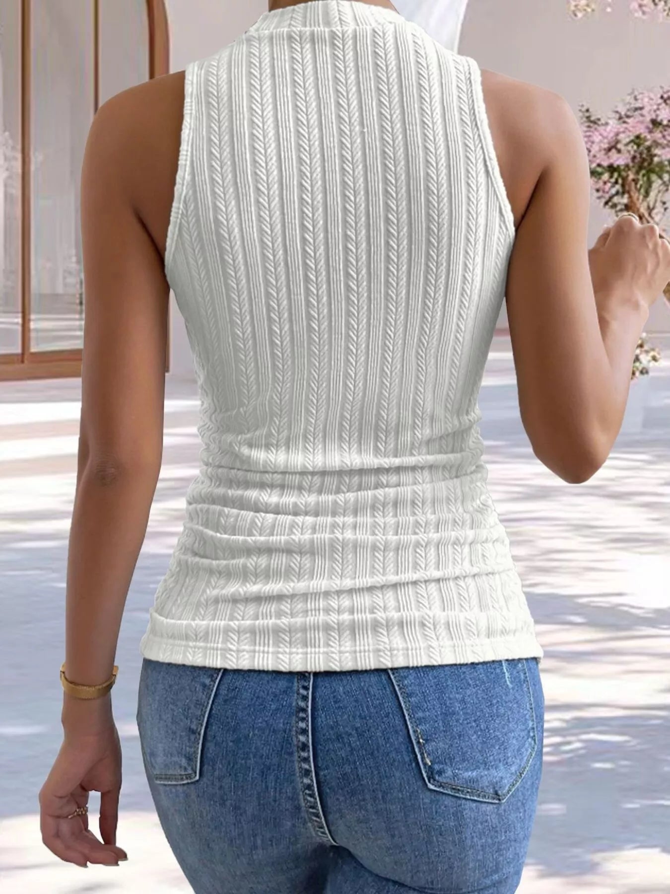 Texture Knit Mock Neck Tank 006 - Poppy & Pearl Edit