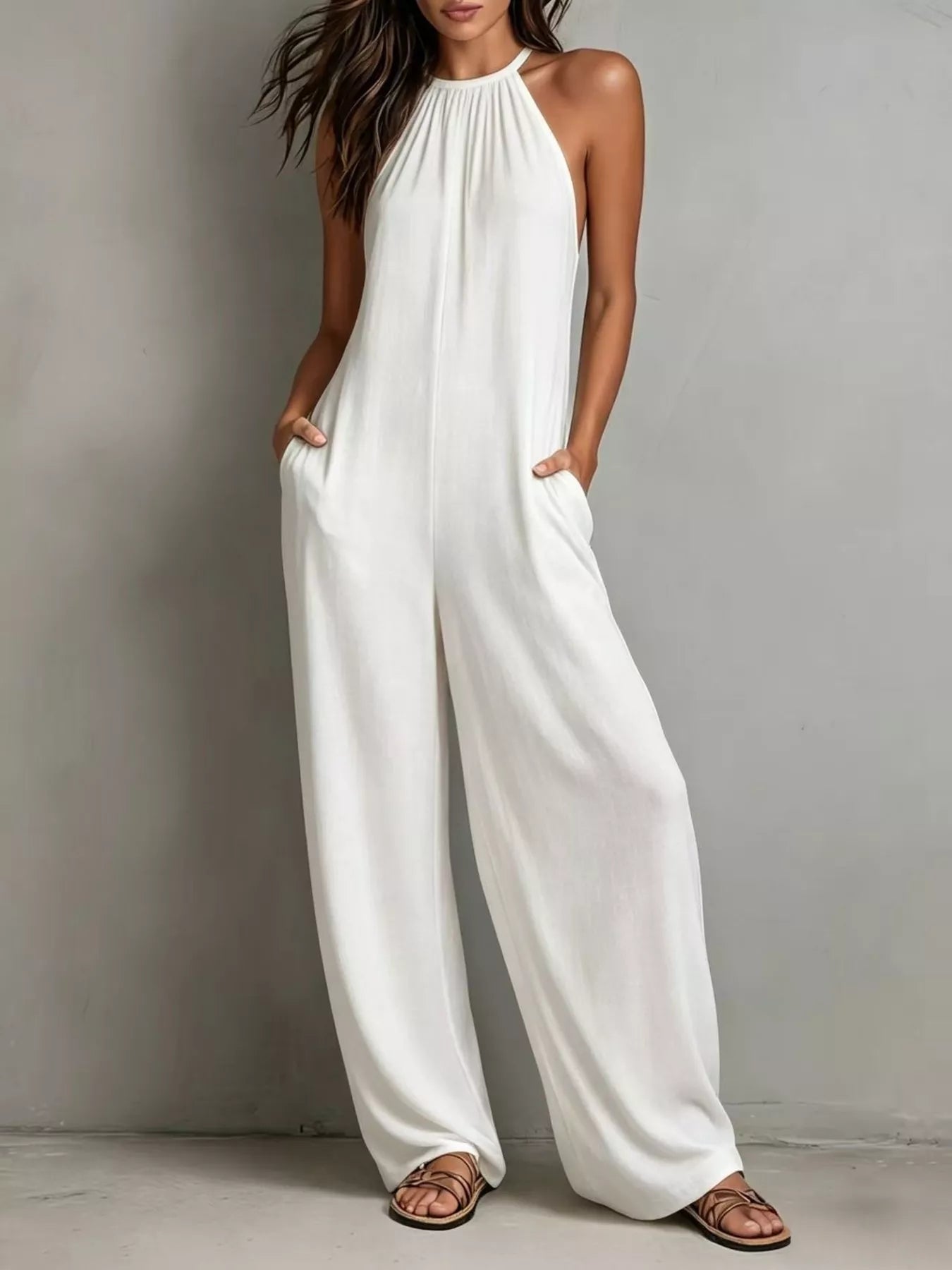 Sleeveless Wide Leg Jumpsuit 003 - Poppy & Pearl Edit
