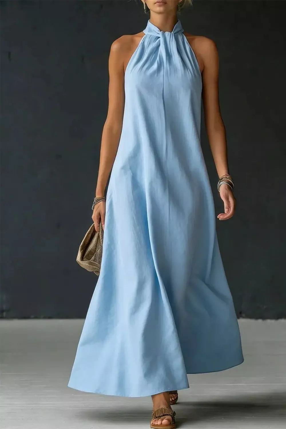 Halter Neck Sleeveless Maxi Dress 001 - Poppy & Pearl Edit