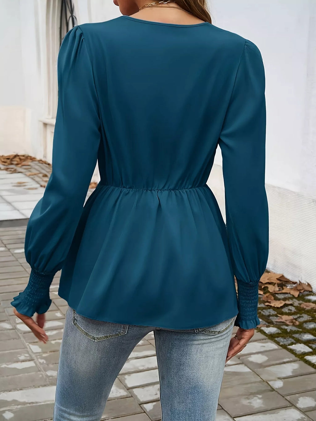 Knot Front Lantern Sleeve Blouse 006 - Poppy & Pearl Edit