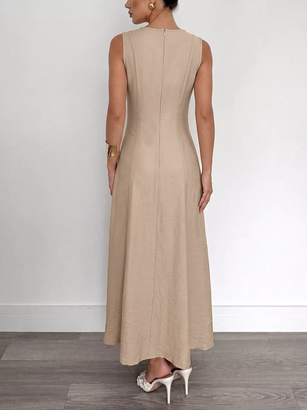Round Neck Sleeveless Teture Mai Dress 006 - Poppy & Pearl Edit