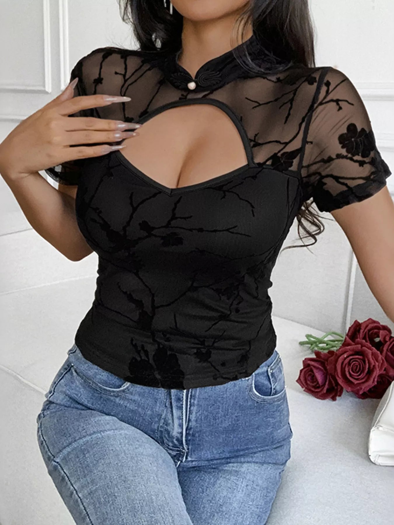 Cutout Front Short Sleeve Top 003 - Poppy & Pearl Edit