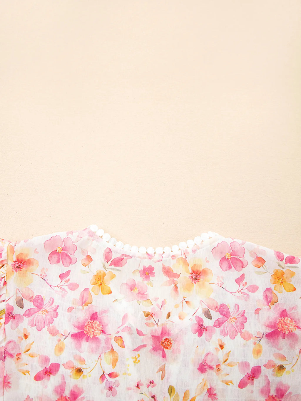 Floral Print Tassel Tie Smocked Puff Sleeve Blouse 009 - Poppy & Pearl Edit