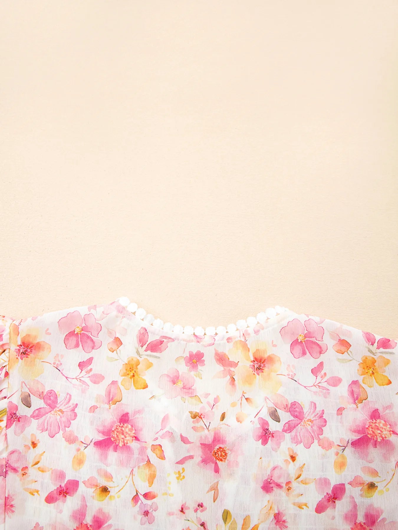 Floral Print Tassel Tie Smocked Puff Sleeve Blouse 009 - Poppy & Pearl Edit