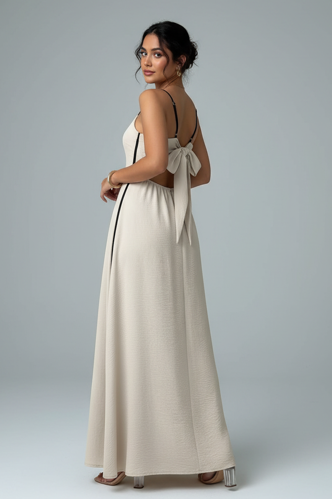 Contrast Trim Maxi Dress - Open Back Studio