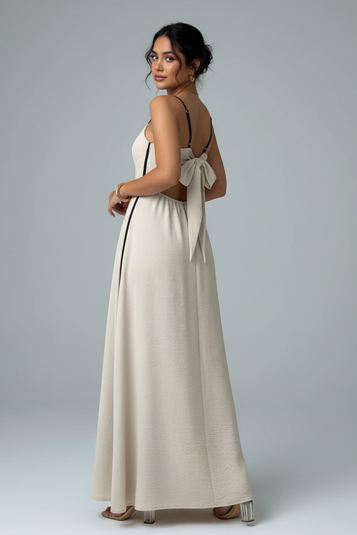 Contrast Trim Maxi Dress - Open Back Studio