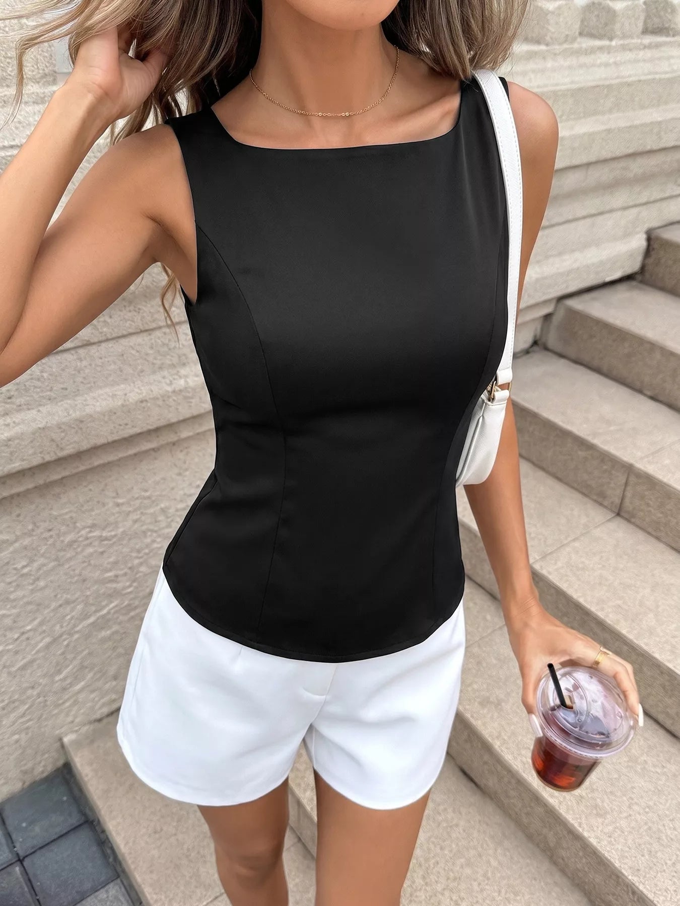 Cutout Back Sleeveless Top 003 - Poppy & Pearl Edit
