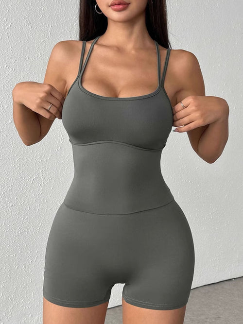 Double Spaghetti Strap Active Romper 002 - Poppy & Pearl Edit