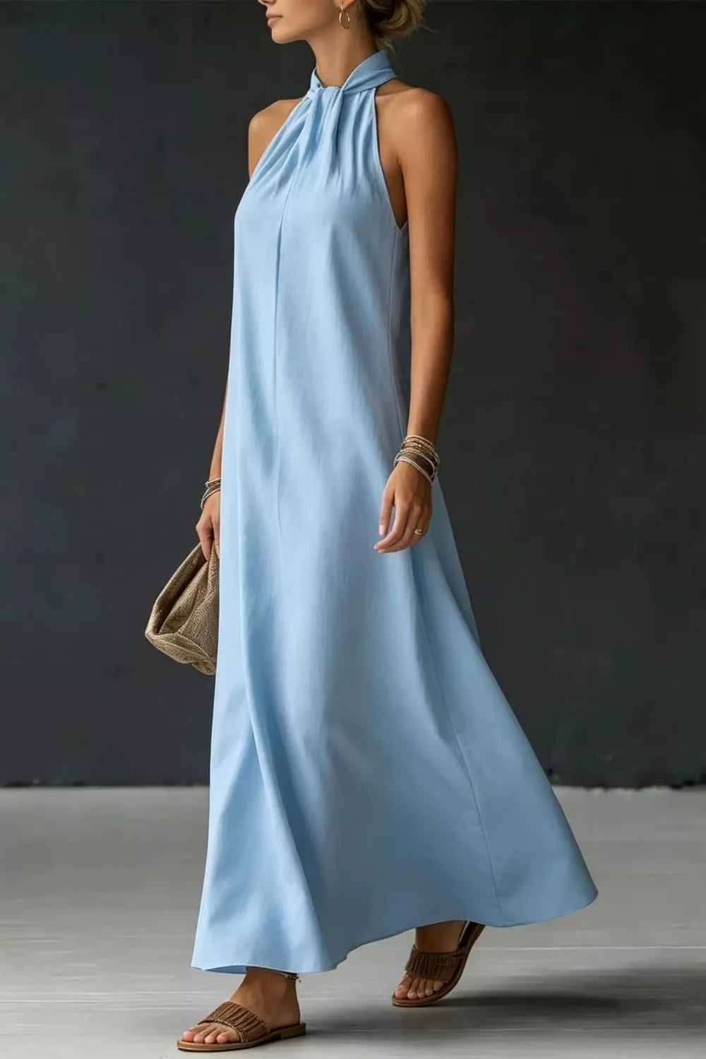 Halter Neck Sleeveless Maxi Dress 002 - Poppy & Pearl Edit