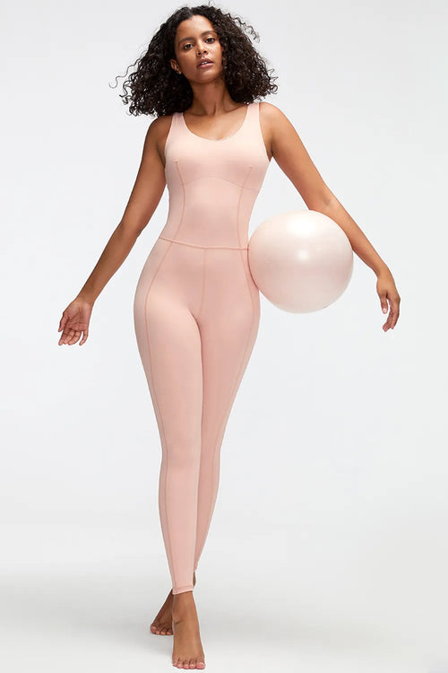 Crisscross Wide Strap Active Jumpsuit Front View - Poppy & Pearl Edit