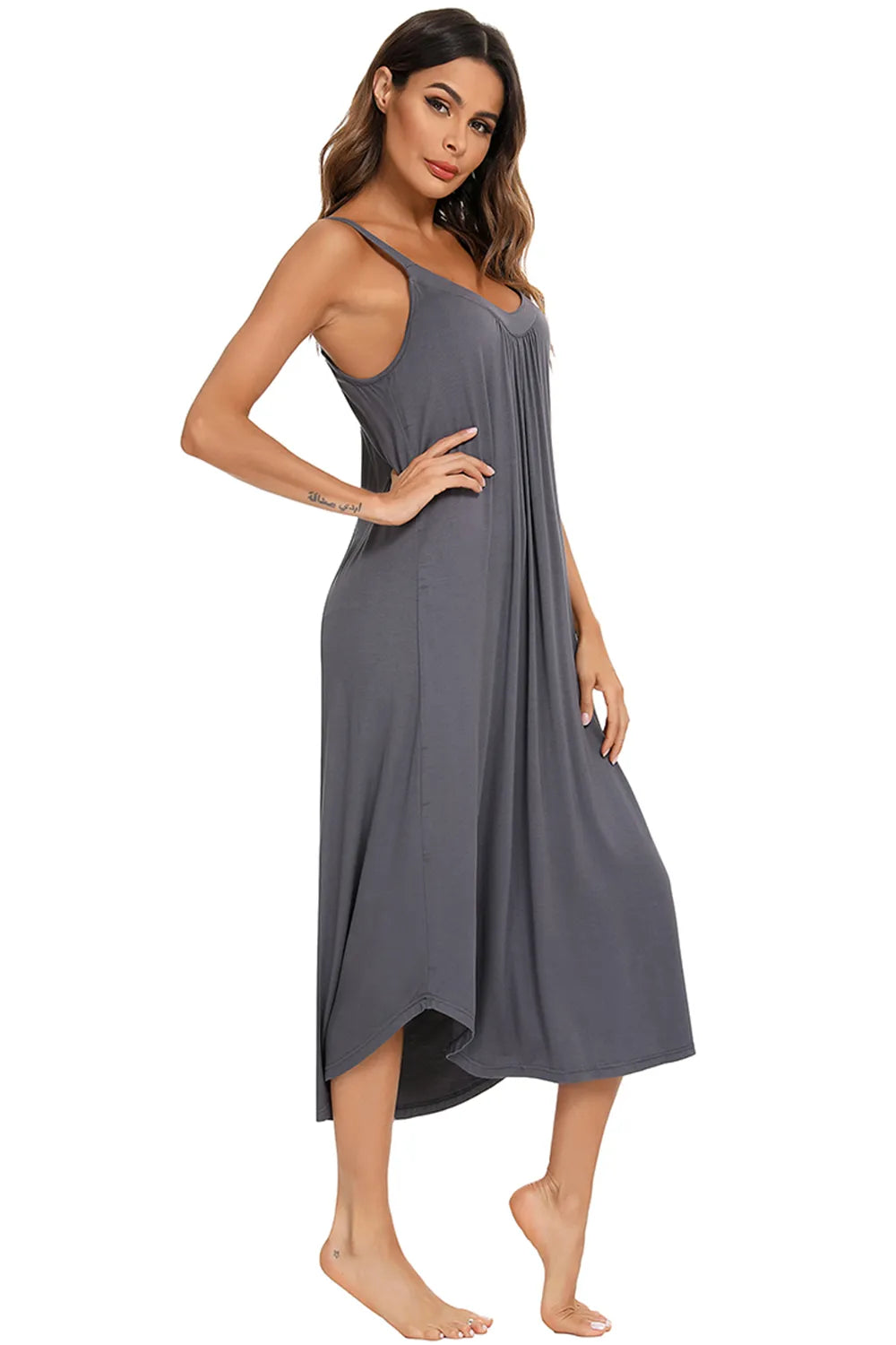 V Neck Midi Lounge Dress 005 - Poppy & Pearl Edit