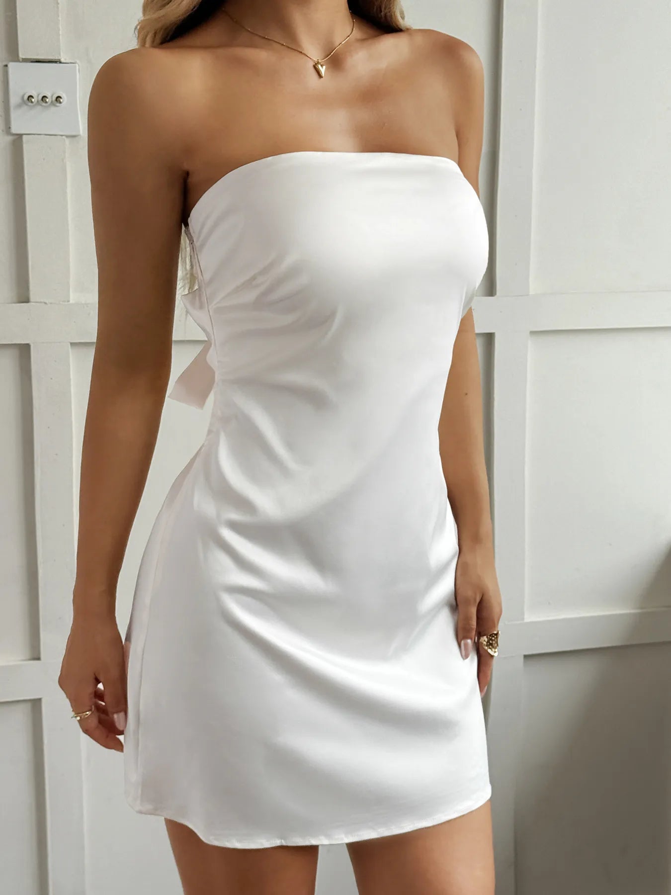 Tie Back Tube Mini Dress Statement Look - Poppy & Pearl Edit