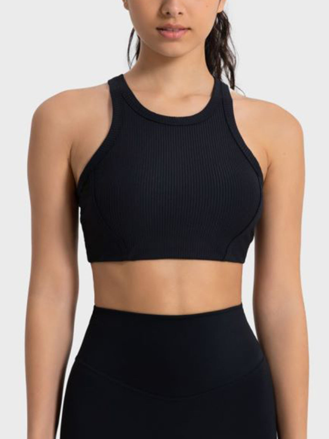 Millennia Wide Strap Cropped Sport Tank Angle View - Poppy & Pearl Edit