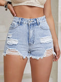 Distressed Raw Hem High Waist Denim Shorts 002 - Poppy & Pearl Edit