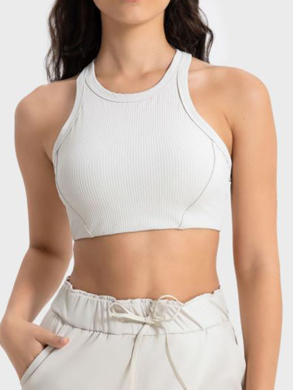 Millennia Wide Strap Cropped Sport Tank Studio Shot - Poppy & Pearl Edit