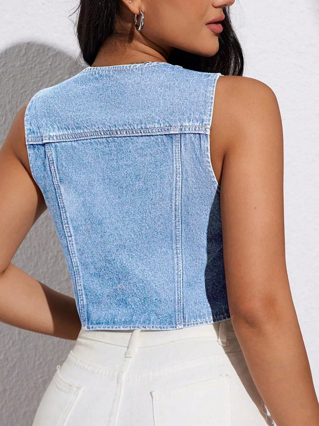 Tie Front Denim Vest 006 - Poppy & Pearl Edit