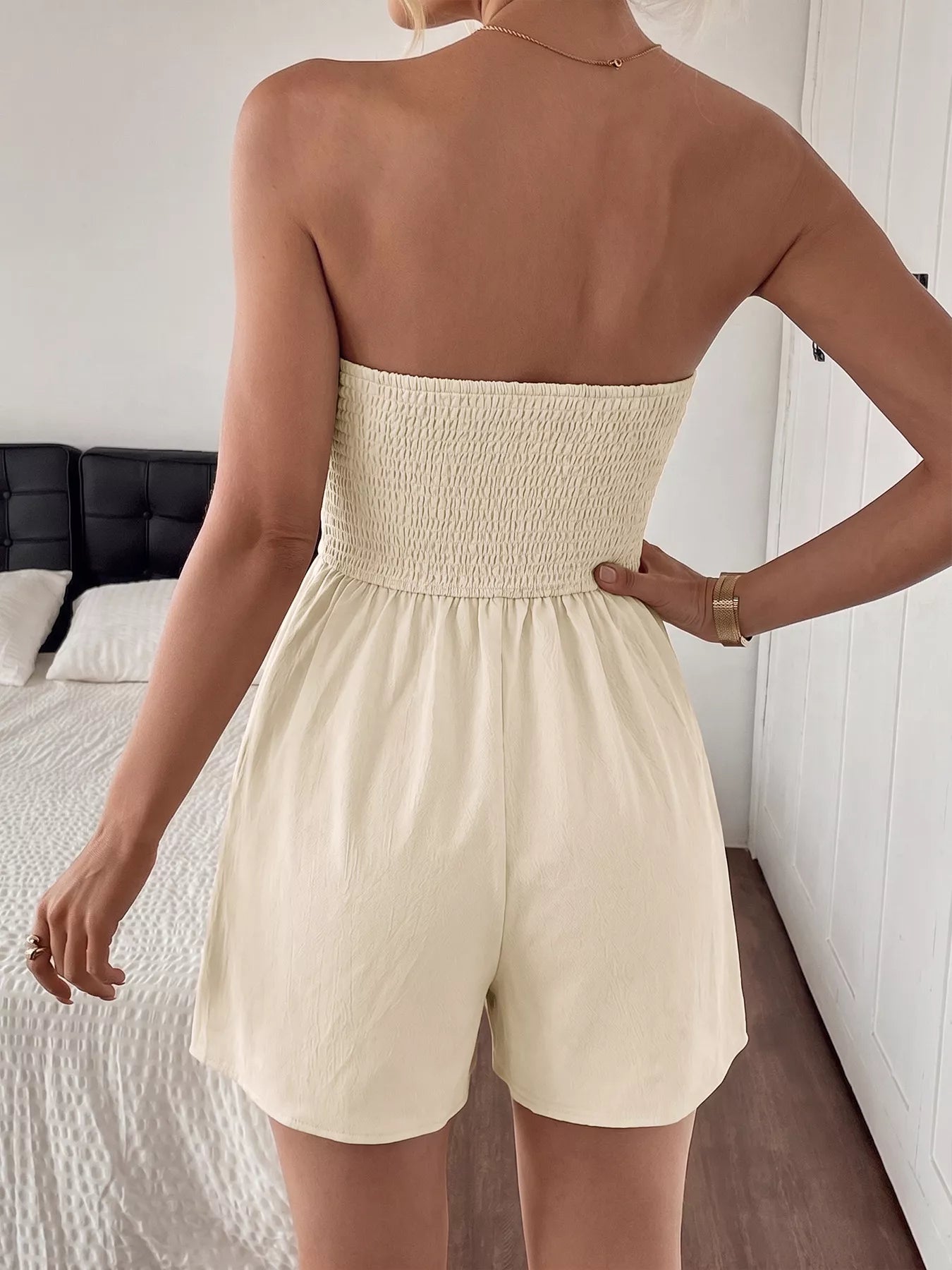 Strapless Pleated Detail Romper 006 - Poppy & Pearl Edit