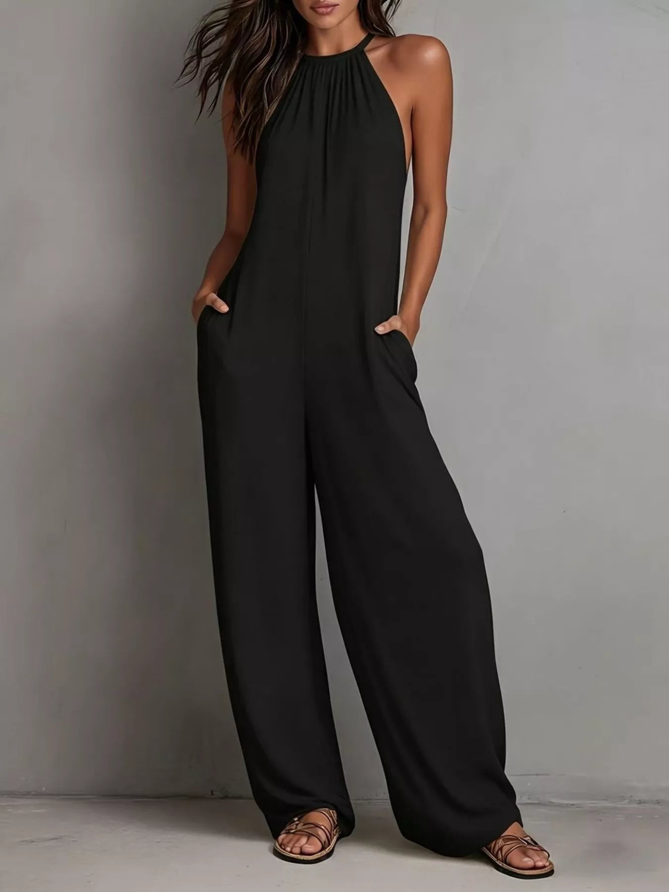 Sleeveless Wide Leg Jumpsuit 006 - Poppy & Pearl Edit