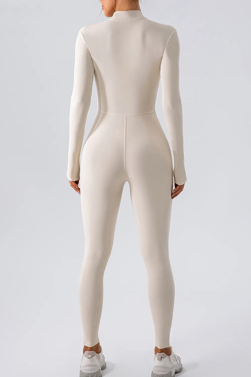 Half Zip Mock Neck Active Jumpsuit Chic Athleisure - Poppy & Pearl Edit
