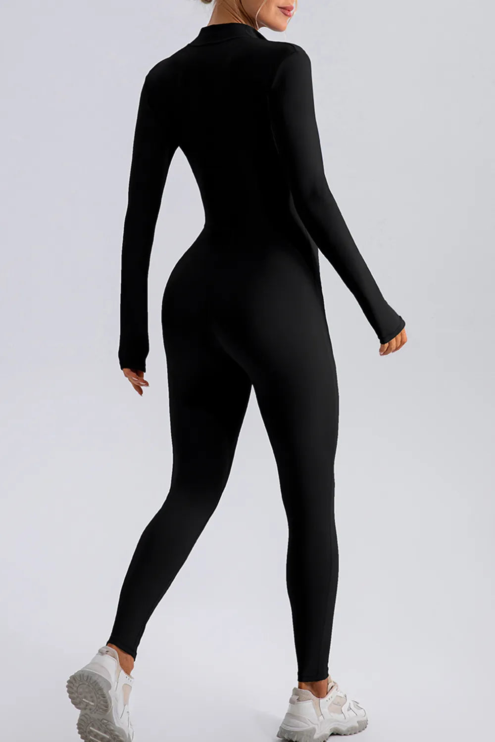 Half Zip Mock Neck Active Jumpsuit Minimalist - Poppy & Pearl Edit