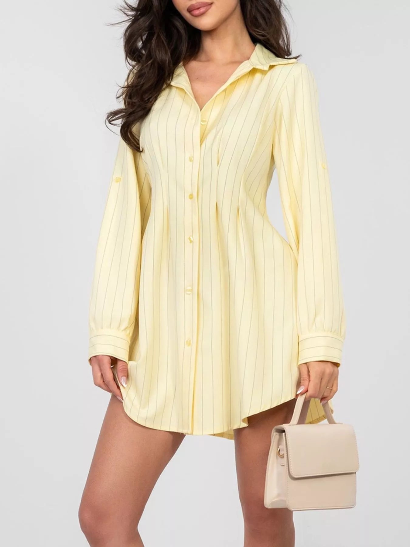 Striped Button Down Mini Dress 009 - Poppy & Pearl Edit