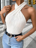Textured Halter Neck Tank 001 - Poppy & Pearl Edit