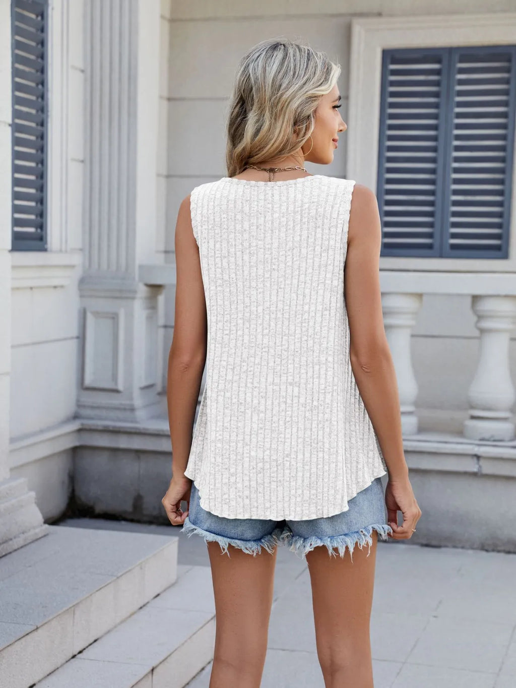 Ribbed Round Neck Tank Editorial - Poppy & Pearl Edit
