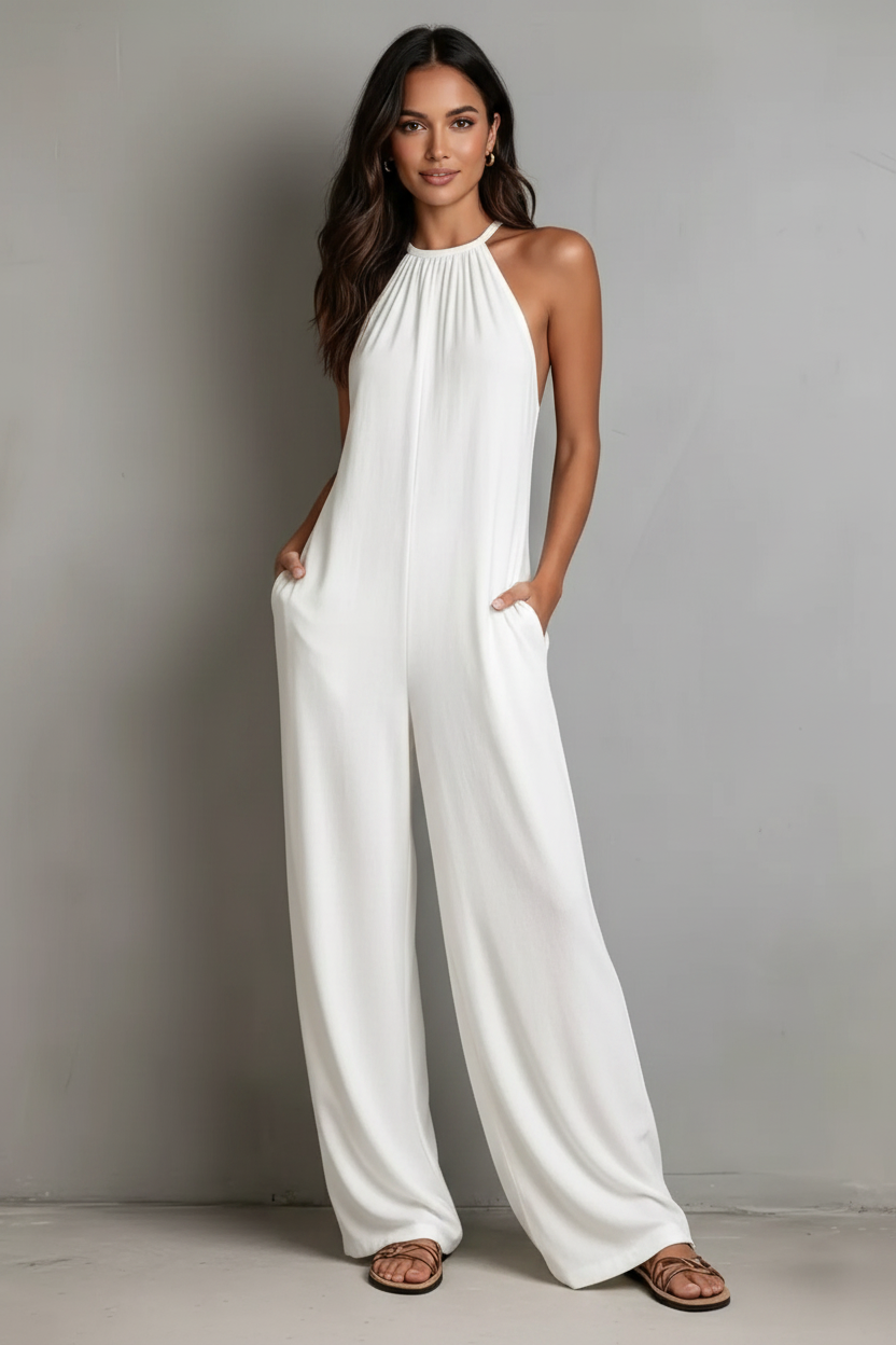 Sleeveless Wide Leg Jumpsuit 001 - Poppy & Pearl Edit