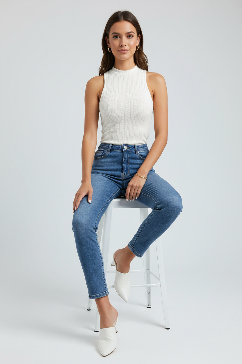 Texture Knit Mock Neck Tank 002 - Poppy & Pearl Edit