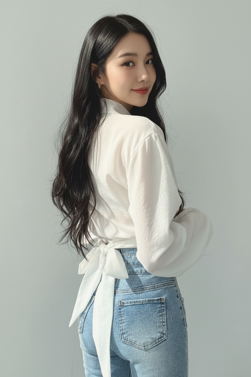 Twisted Front Long Sleeve Shirt 002 - Poppy & Pearl Edit