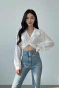 Twisted Front Long Sleeve Shirt 001 - Poppy & Pearl Edit